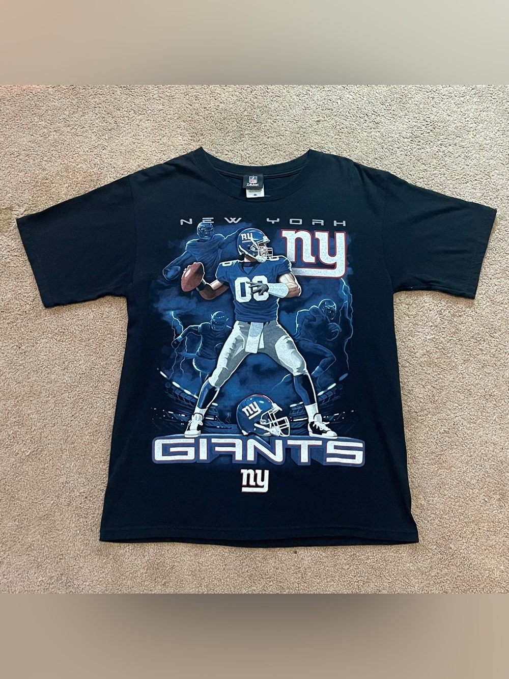 Vintage New York Giants Football T Shirt Quarterback NFL Team Apparel Sz Medium